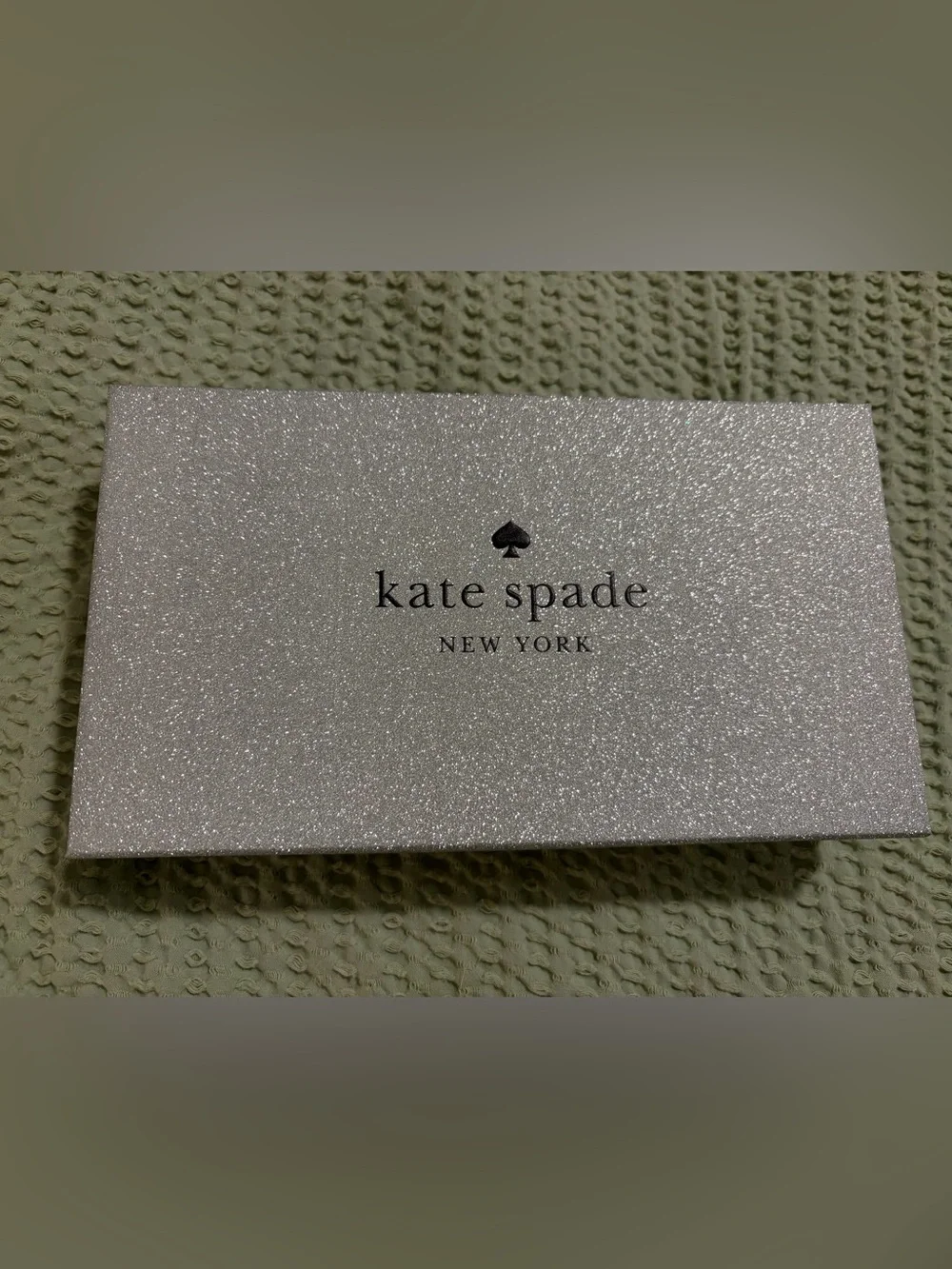 kate spade Black Glitter Zip-Around Continental Wallet with Gold Logo